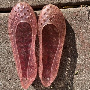 Stylish Pink Glitter Jelly Shoes